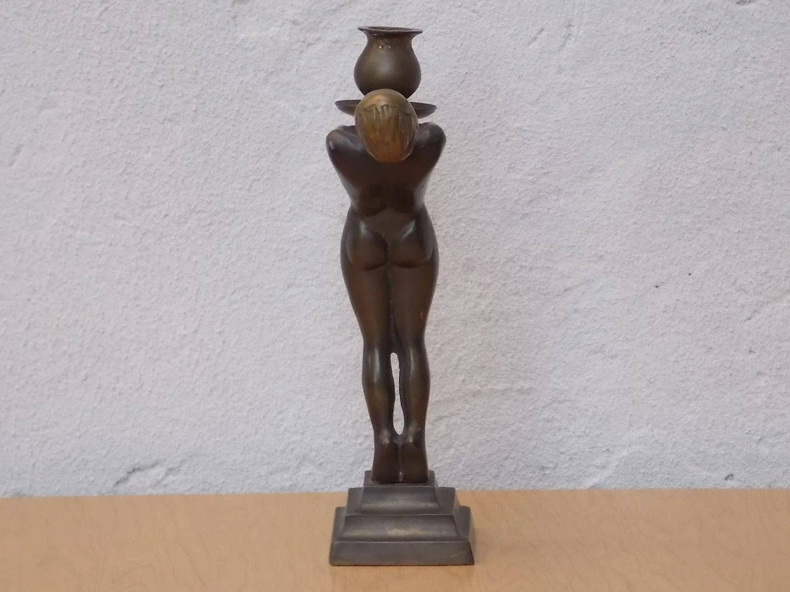 Art Deco Brass Nude Woman Candle Holder