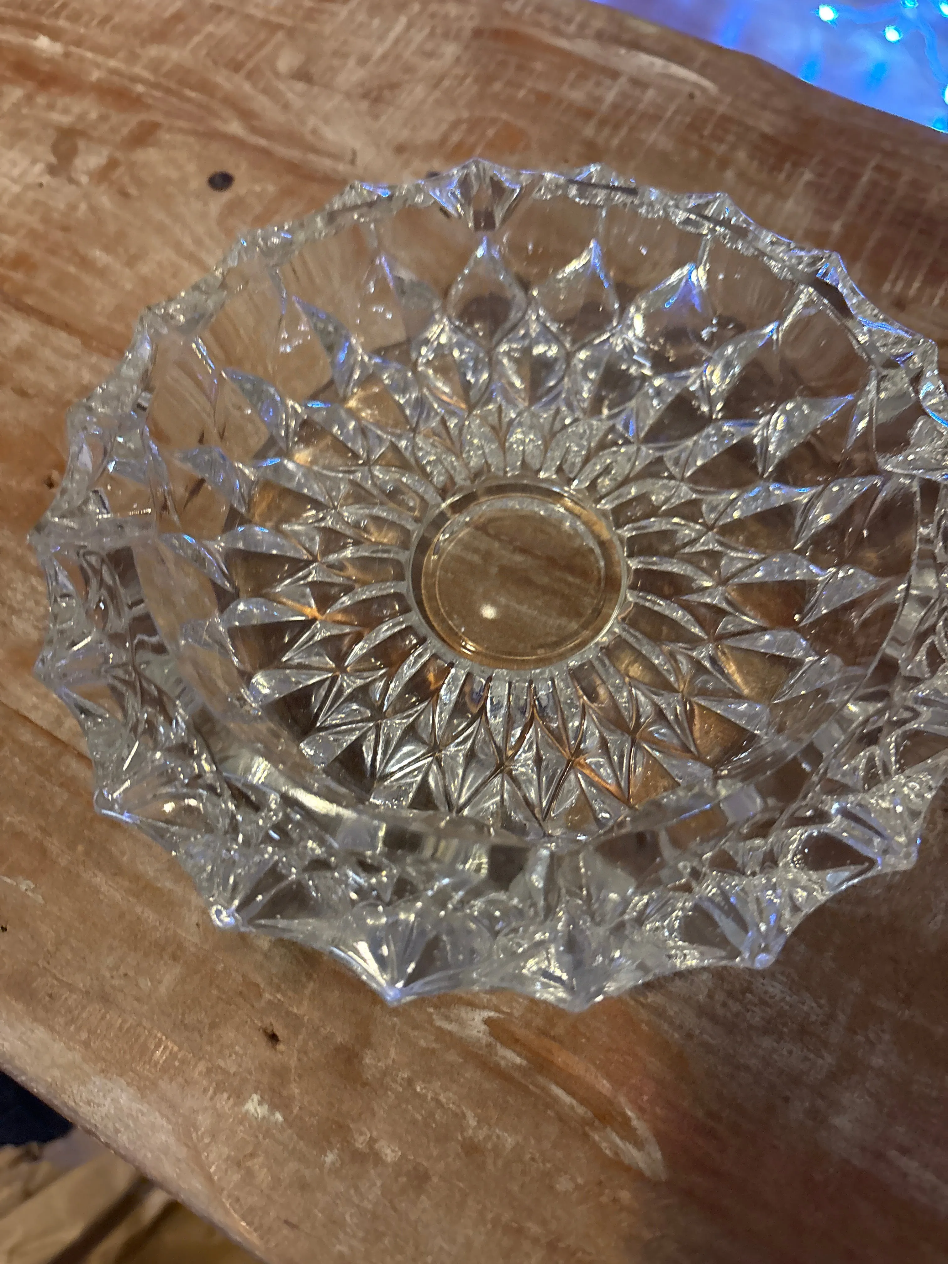 Art Deco Crystal Cut Clear Ashtray
