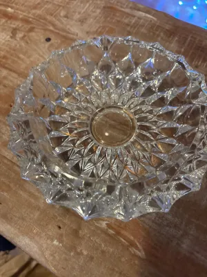 Art Deco Crystal Cut Clear Ashtray