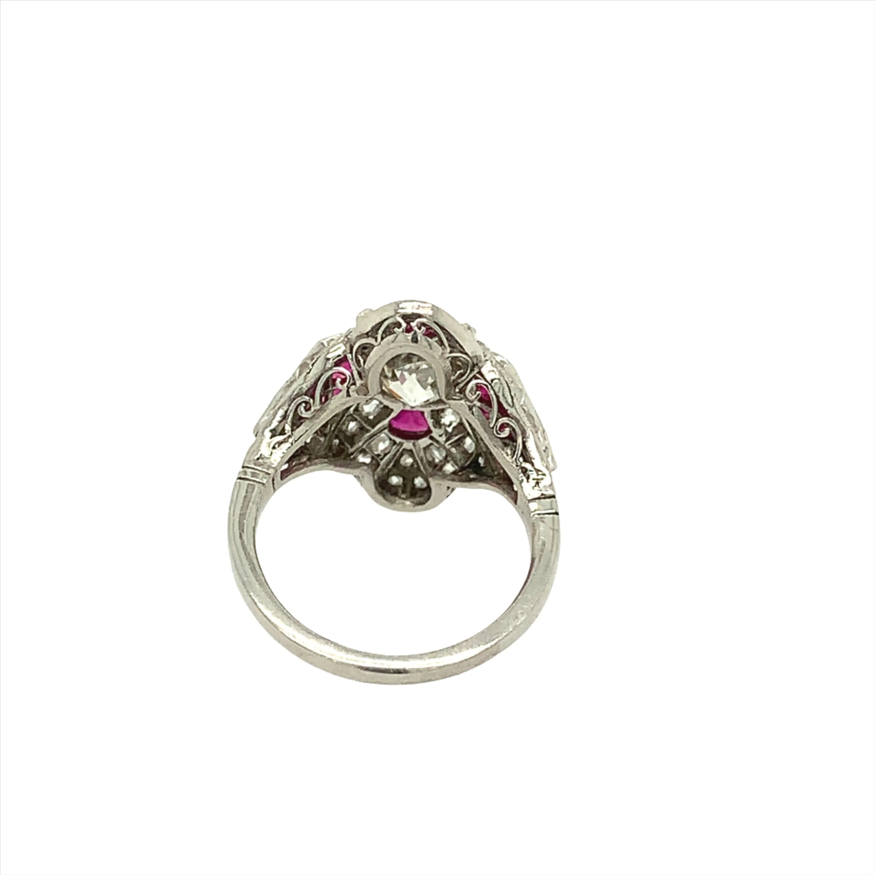 Art Deco Diamond and Ruby Cocktail Ring