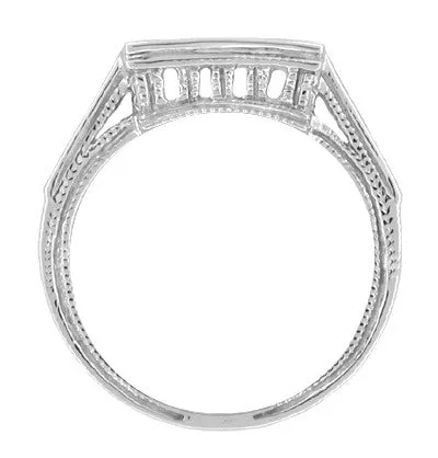 Art Deco Diamond Filigree Contoured 950 Palladium Wedding Ring