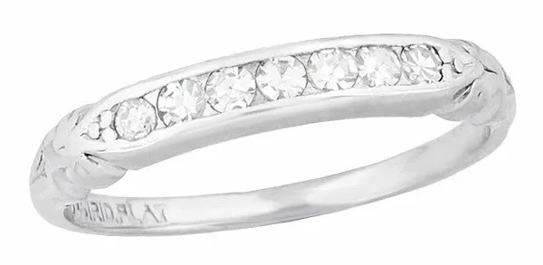 Art Deco Platinum Evia Old Single Cut Diamond Vintage Wedding Band
