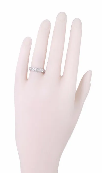 Art Deco Vintage Mansfield Scrolls Diamond Wedding Band in Platinum - Size 6