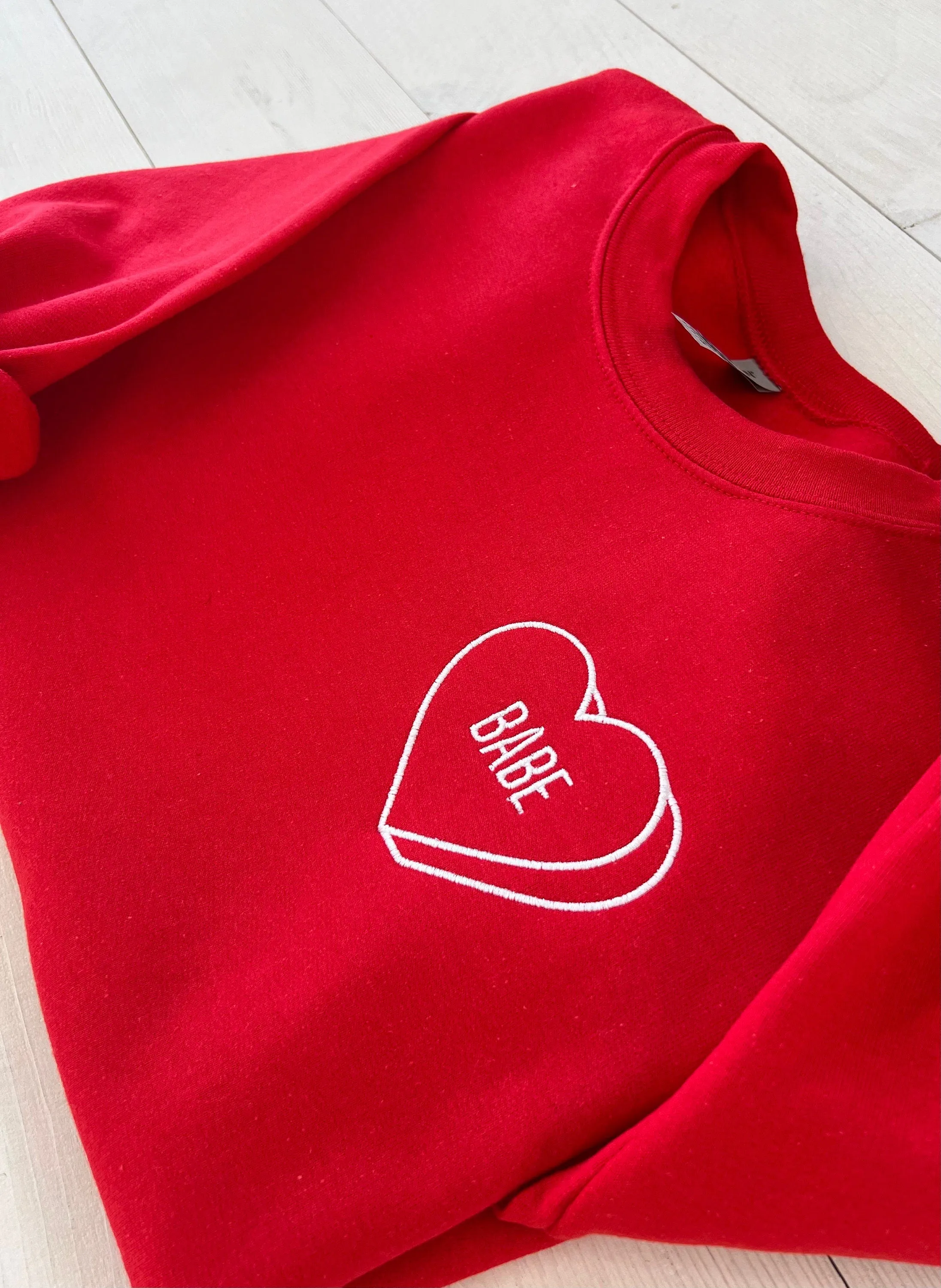Babe Embroidered Crewneck Gift for Girlfriend Valentines Day Shirt