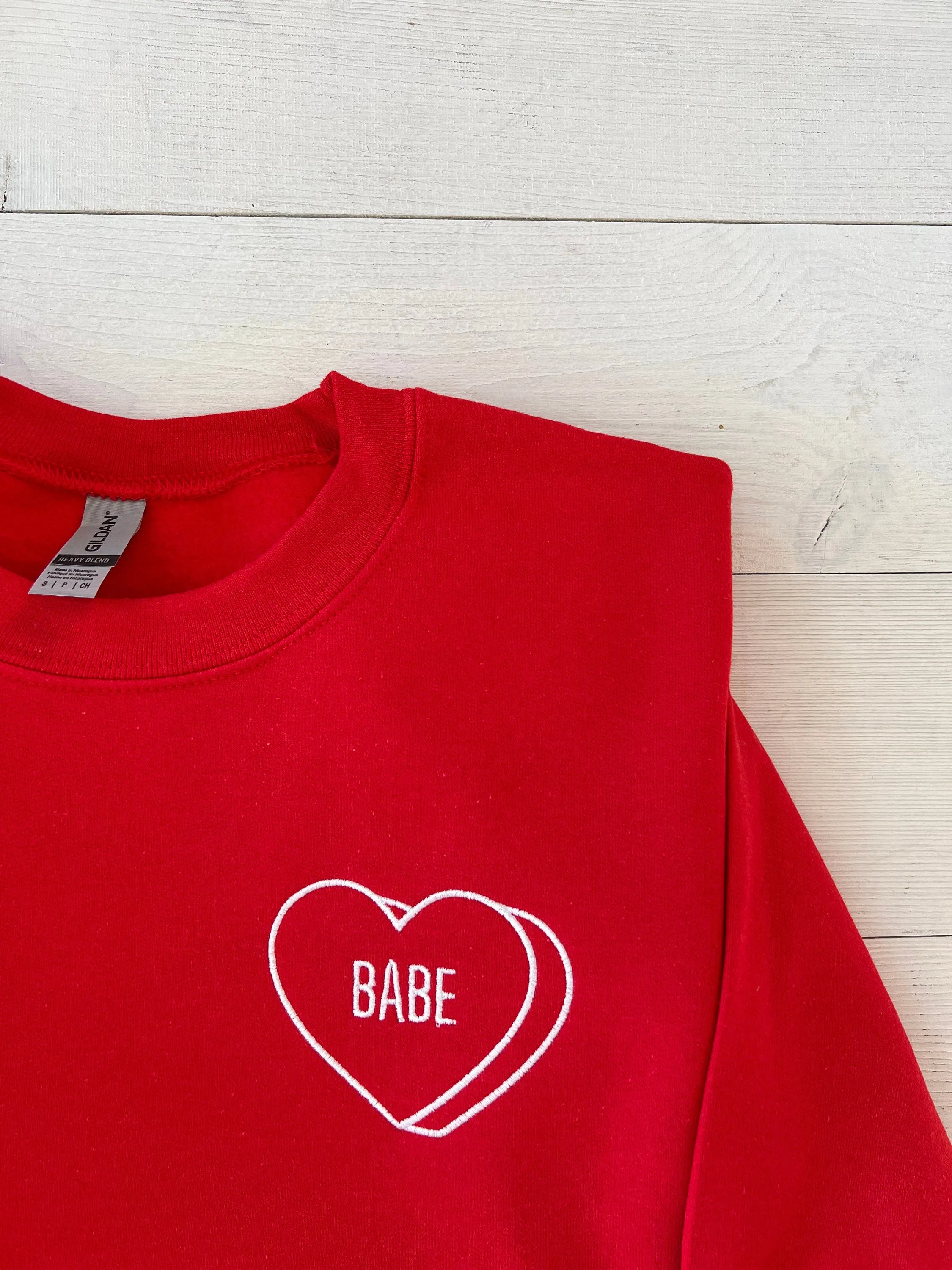 Babe Embroidered Crewneck Gift for Girlfriend Valentines Day Shirt