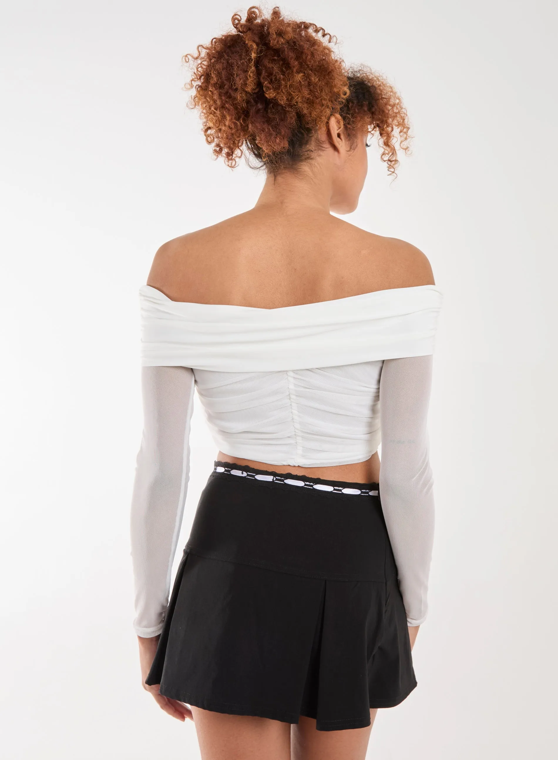 Bardot Mesh Long Sleeve Top