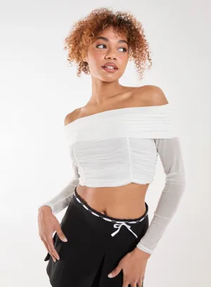Bardot Mesh Long Sleeve Top