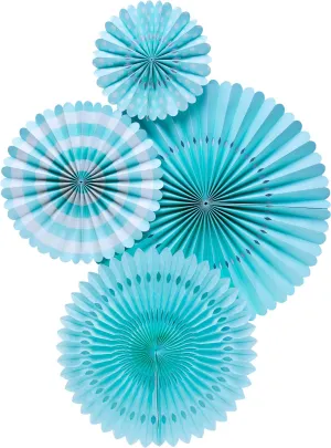 Basic Aqua Blue Party Fan Set
