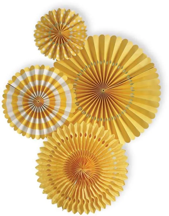 Basic Yellow Party Fan Set