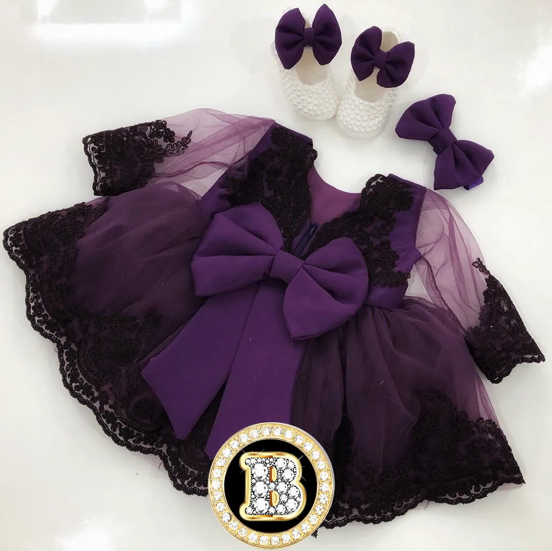 Beautiful Baby Girl Long Sleeve Birthday Dress with Bow
