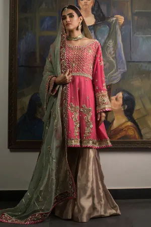 Beautiful designer wedding mehendi dress embroidered in pink color # B3431