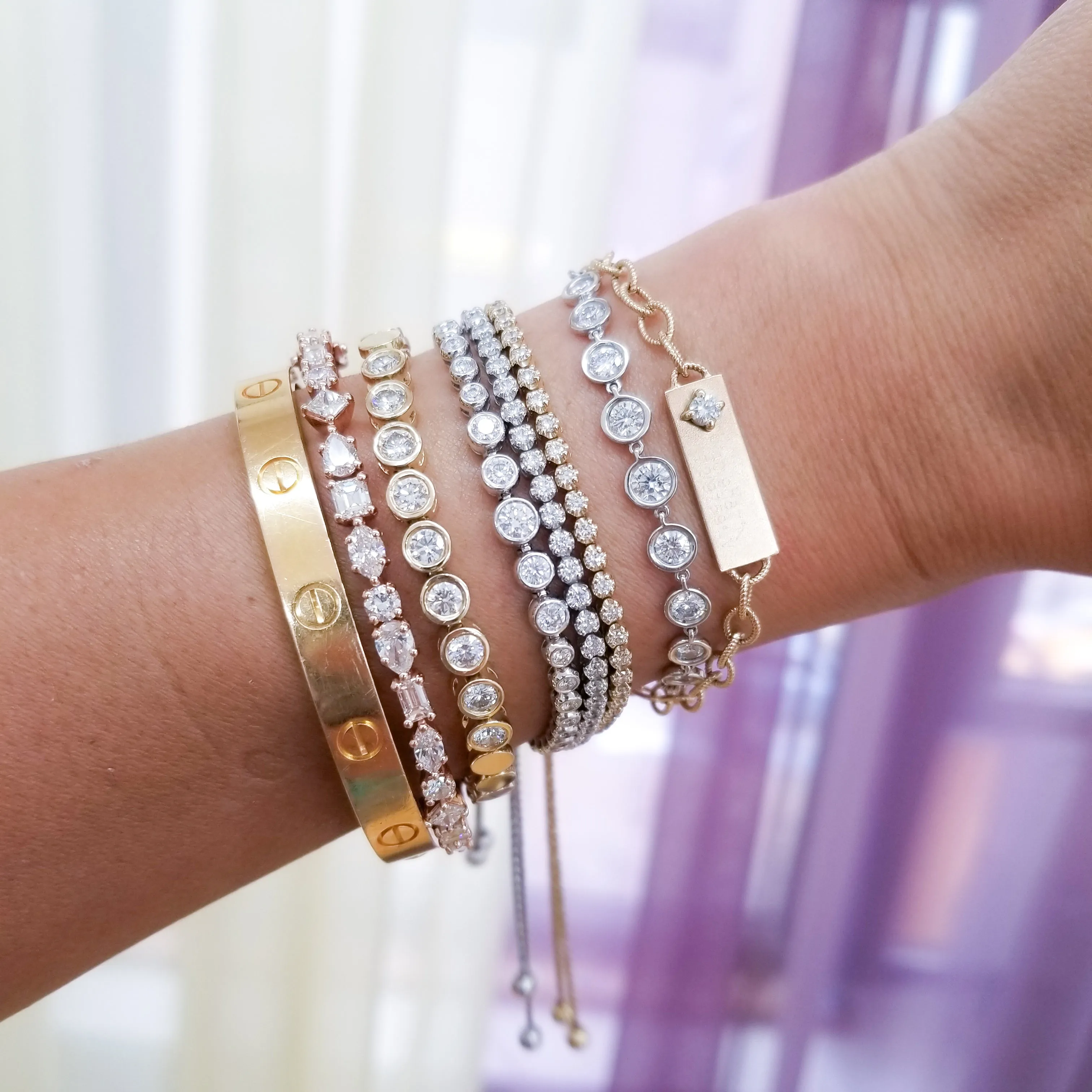 Bezel Set Diamond Link Bracelet