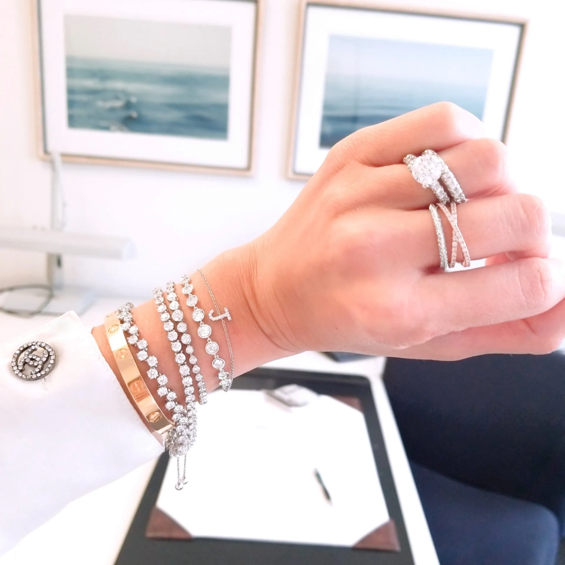 Bezel Set Diamond Link Bracelet