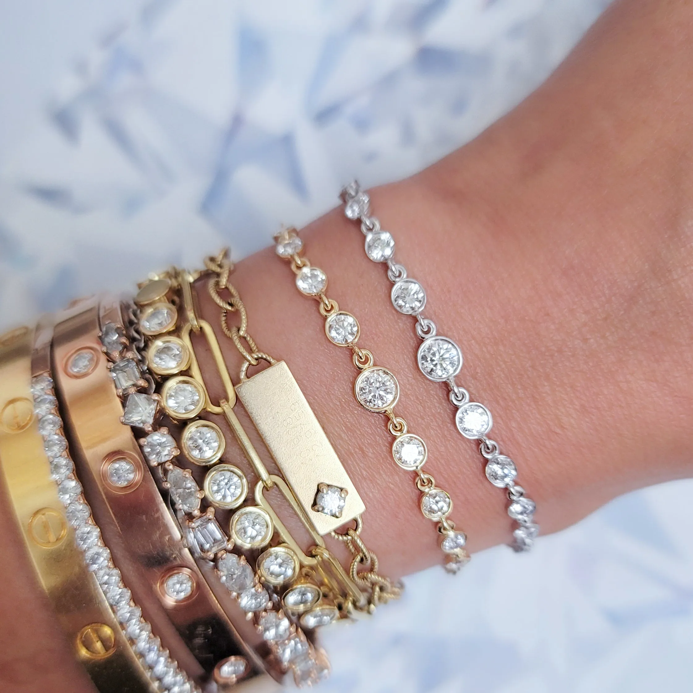 Bezel Set Diamond Link Bracelet