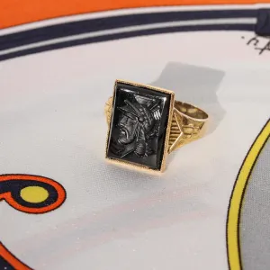 Black Onyx Intaglio Ring, 10k