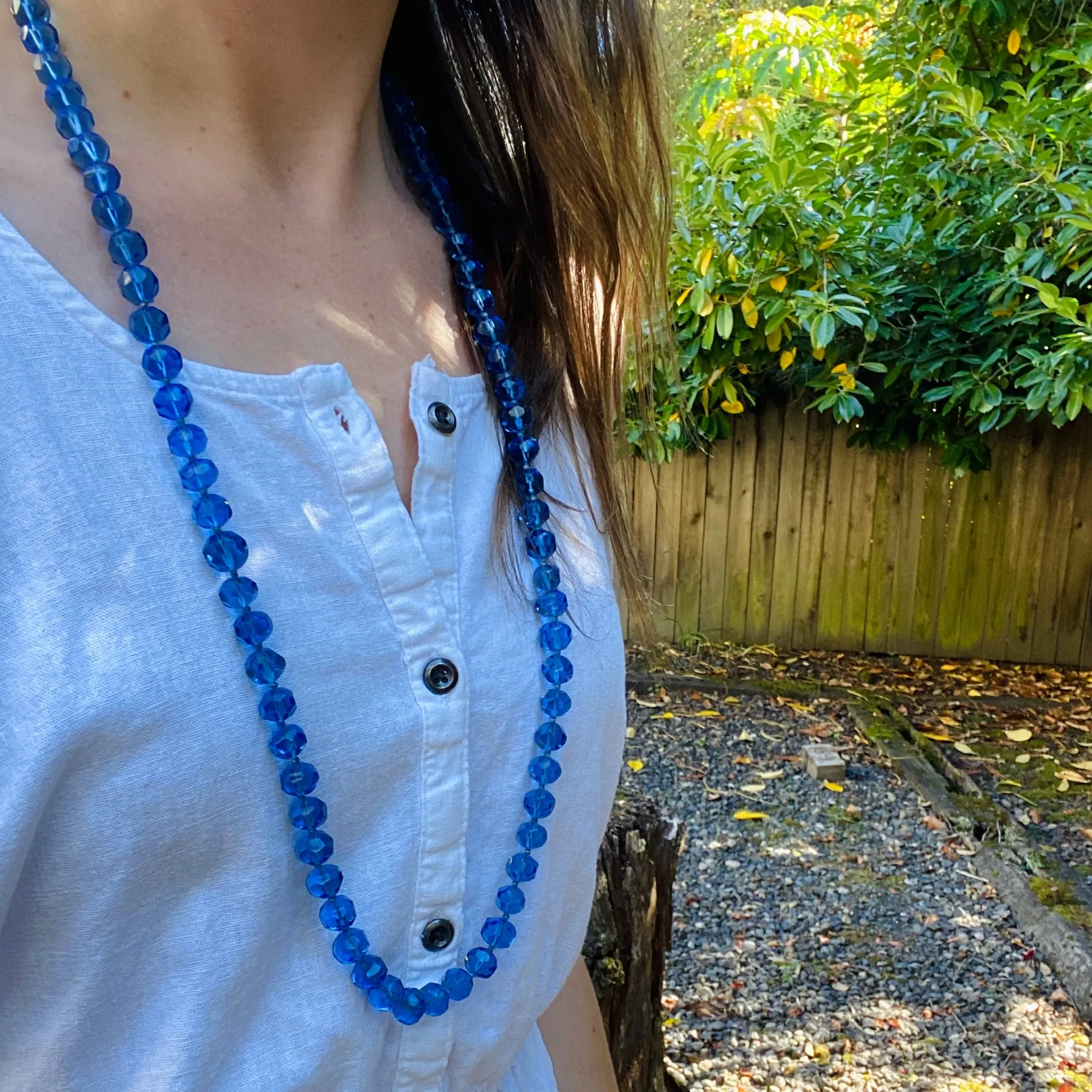 Blue Bonnet Blue Glass Flapper Beads