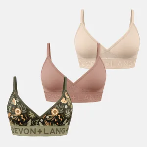 Bria Bralette - Multi-Packs - Fall Florals/Skin Bronze/Skin Light