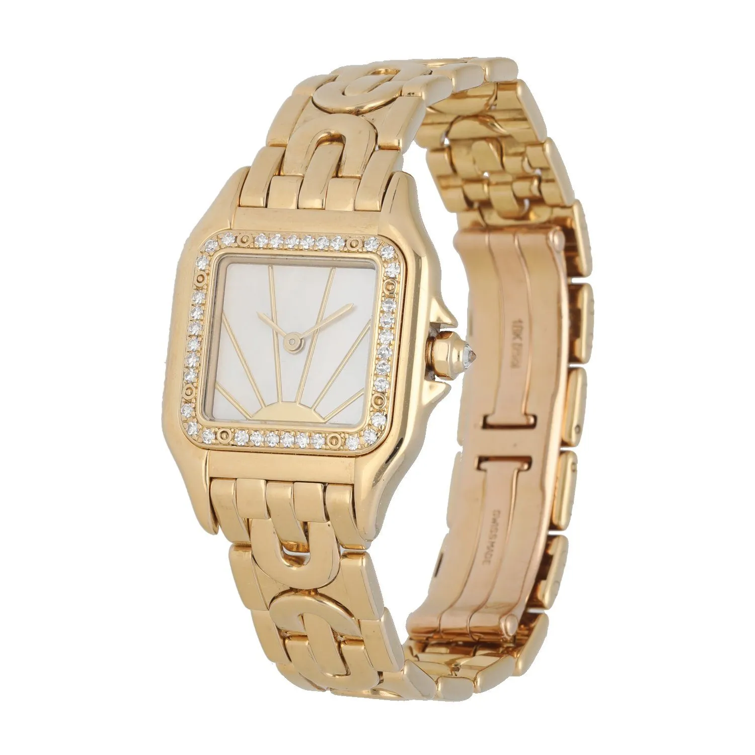 Cartier Panthere 1280 MOP Sunrise Dial Yellow Gold Ladies Diamond Watch