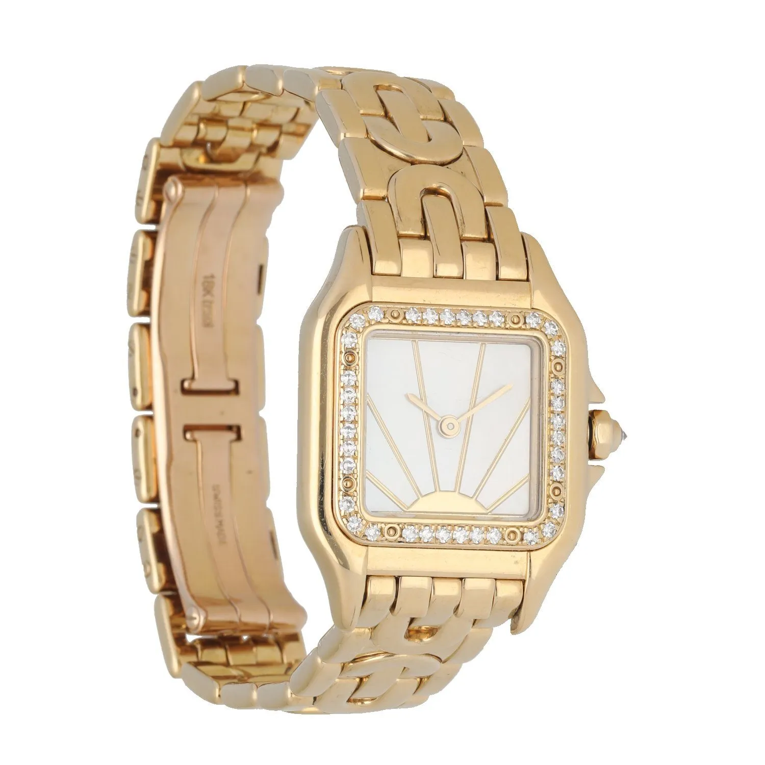 Cartier Panthere 1280 MOP Sunrise Dial Yellow Gold Ladies Diamond Watch