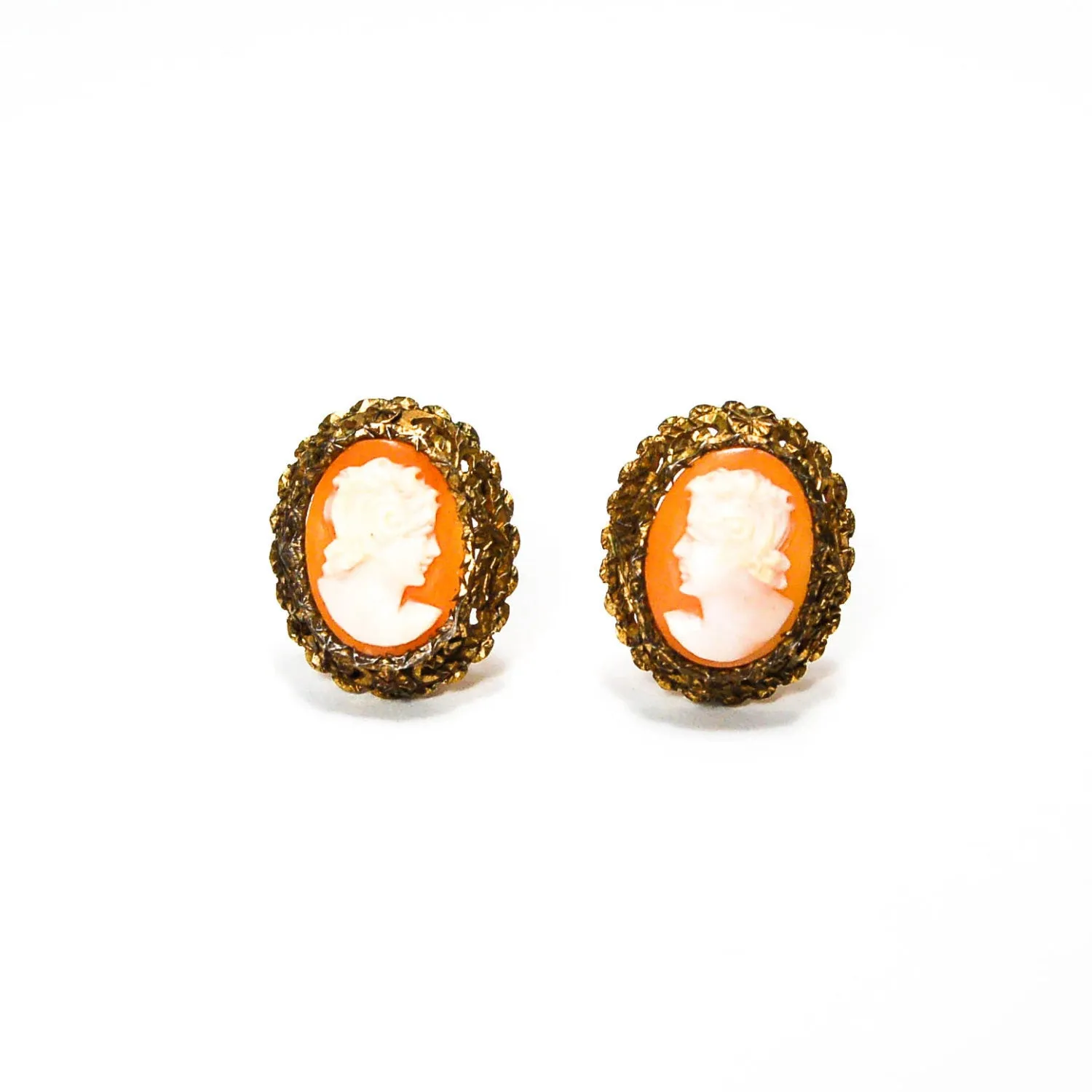 Carved Shell Cameo Earrings 800 Silver Art Deco Era