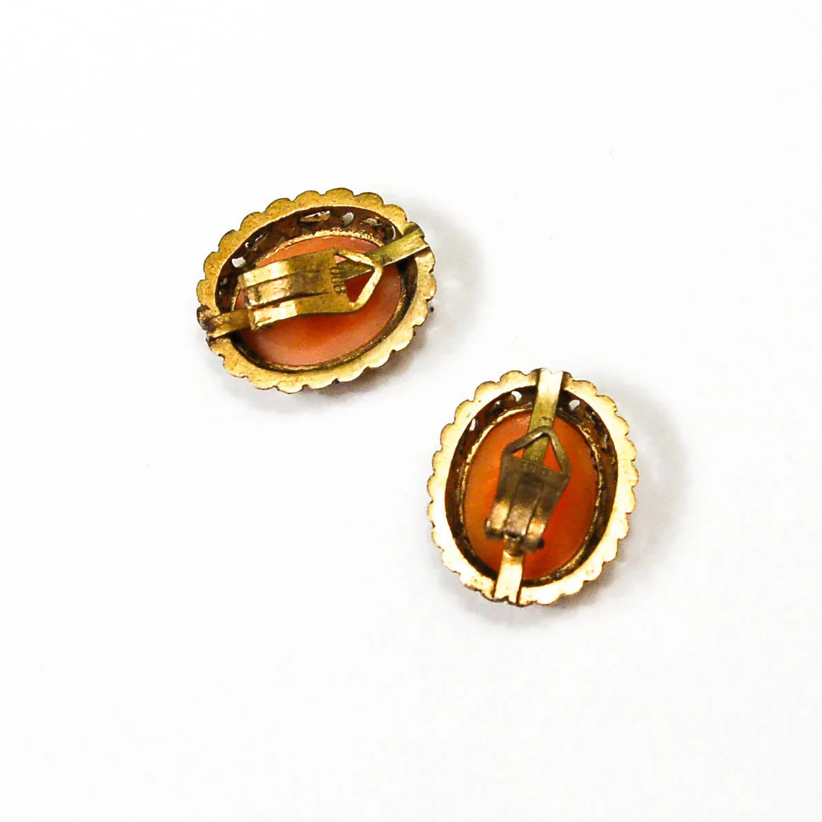 Carved Shell Cameo Earrings 800 Silver Art Deco Era