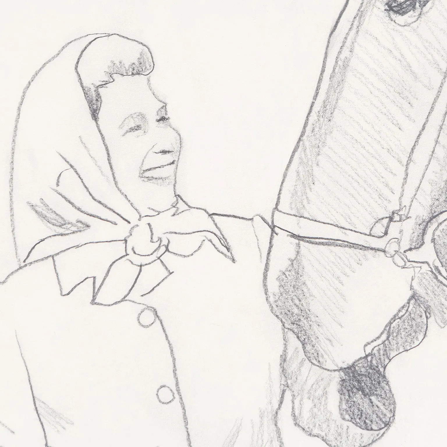 CHARLES PACHTER "QUEEN WITH HORSE" DRAWING, 1976