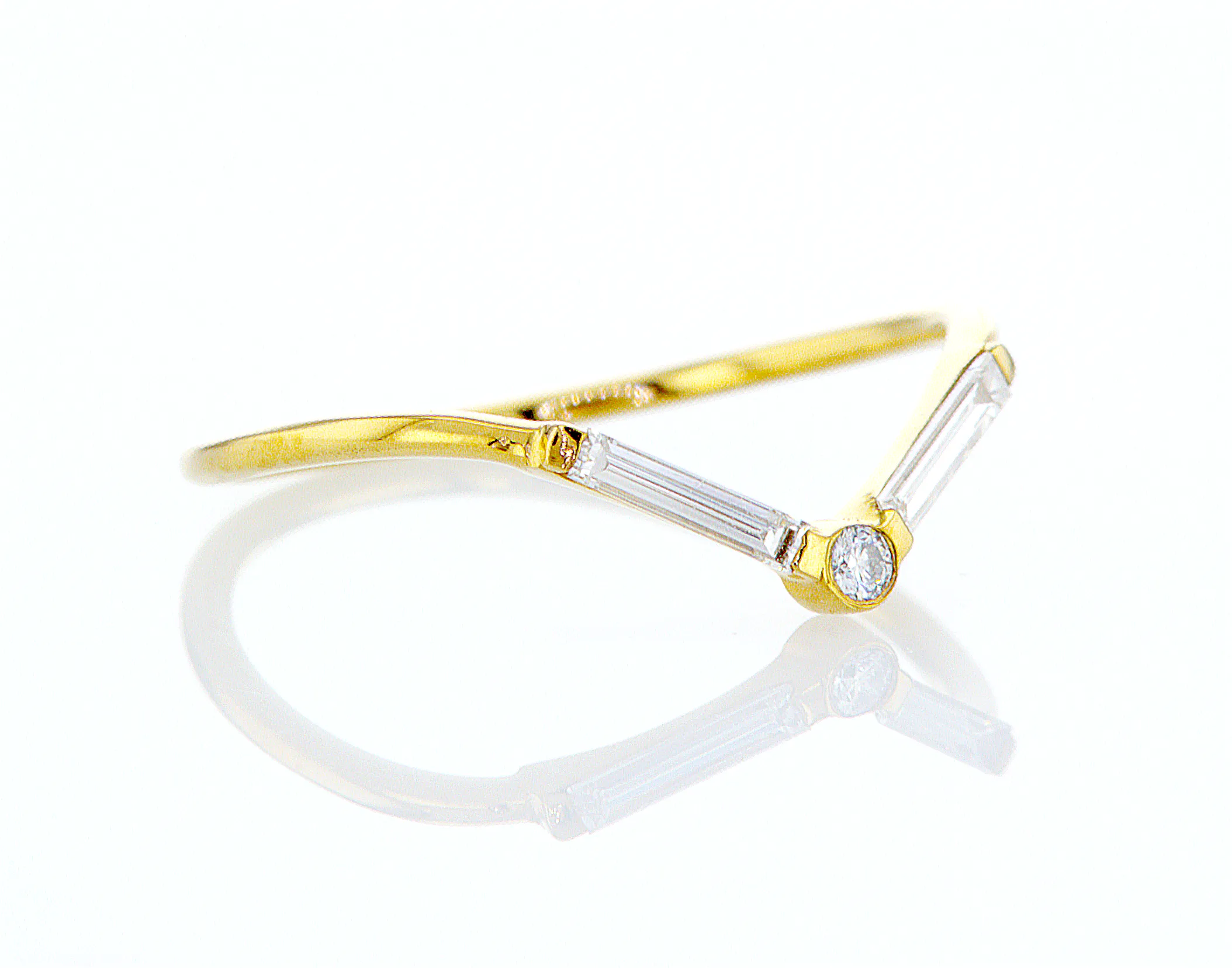 Chevron Baguette Diamond Ring - V Baguette Ring