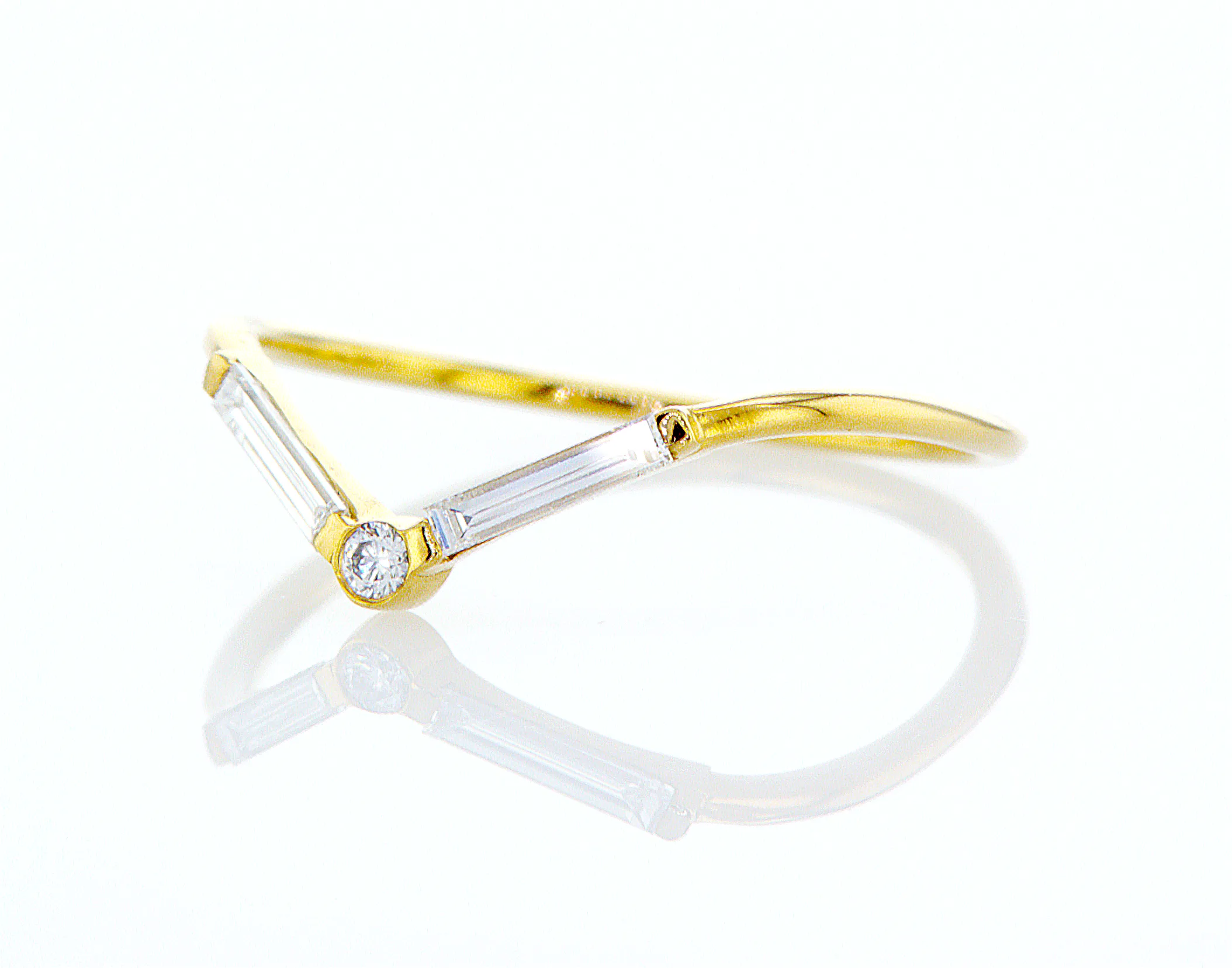 Chevron Baguette Diamond Ring - V Baguette Ring
