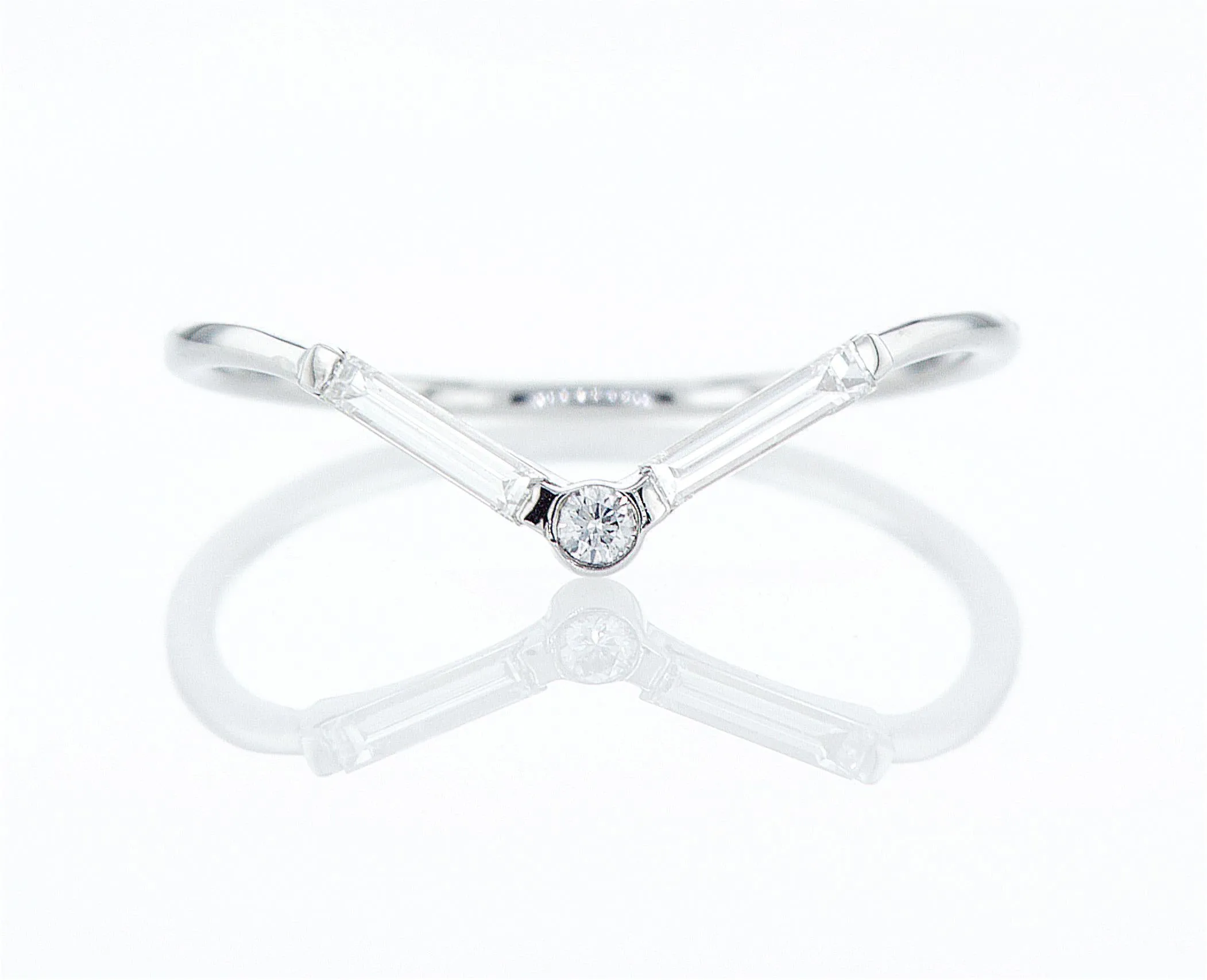 Chevron Baguette Diamond Ring - V Baguette Ring