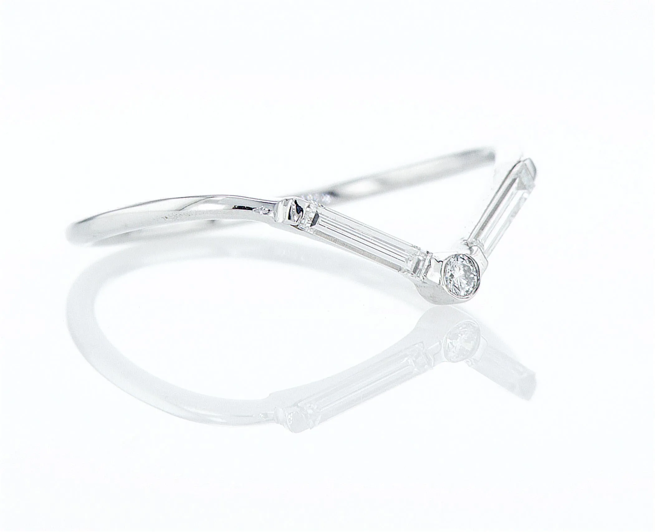Chevron Baguette Diamond Ring - V Baguette Ring