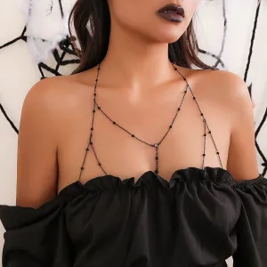 Chic Enamel Hollowed-Out Crystal Charm Ball Chain Bra
