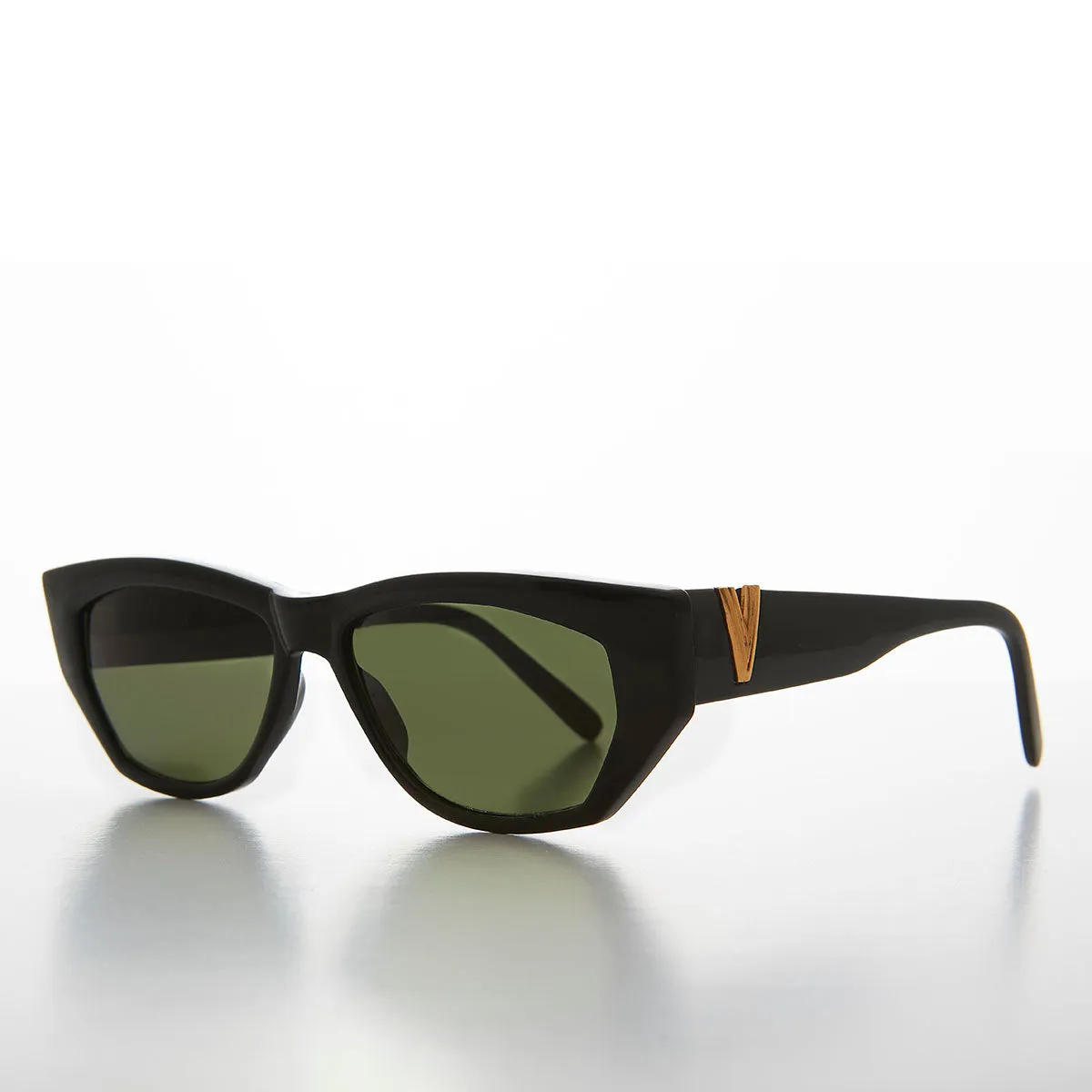 Chunky Mod Street Style Vintage Sunglass with Gold Bling - Val