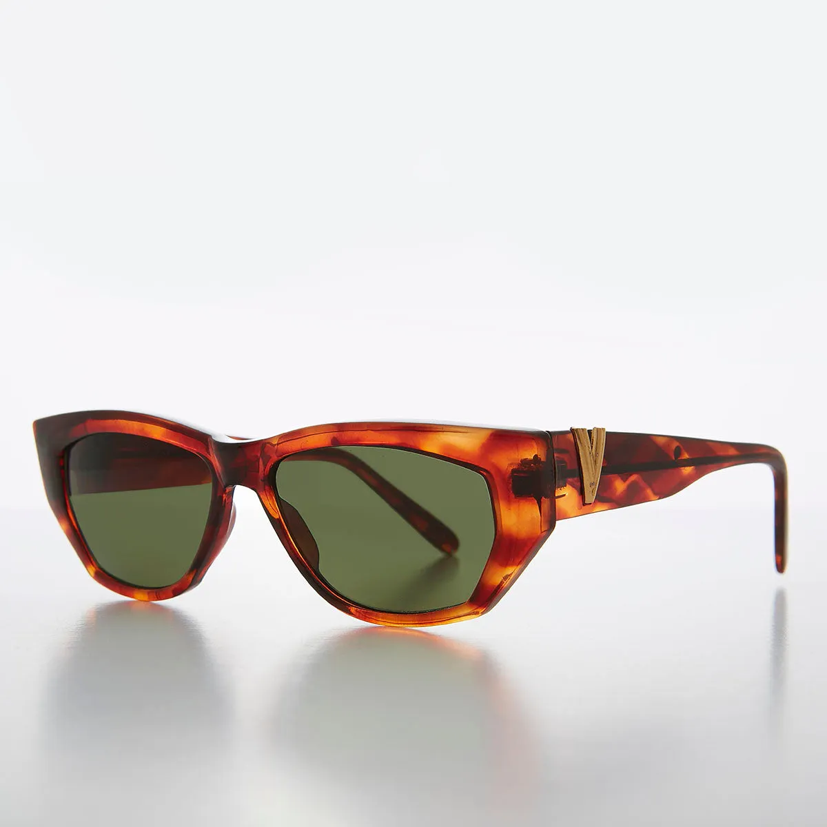 Chunky Mod Street Style Vintage Sunglass with Gold Bling - Val