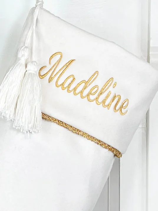 Classic Elegant Embroidered Monogrammed Wool Family Christmas Stockings