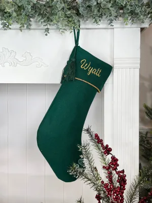 Classic Elegant Embroidered Monogrammed Wool Family Christmas Stockings