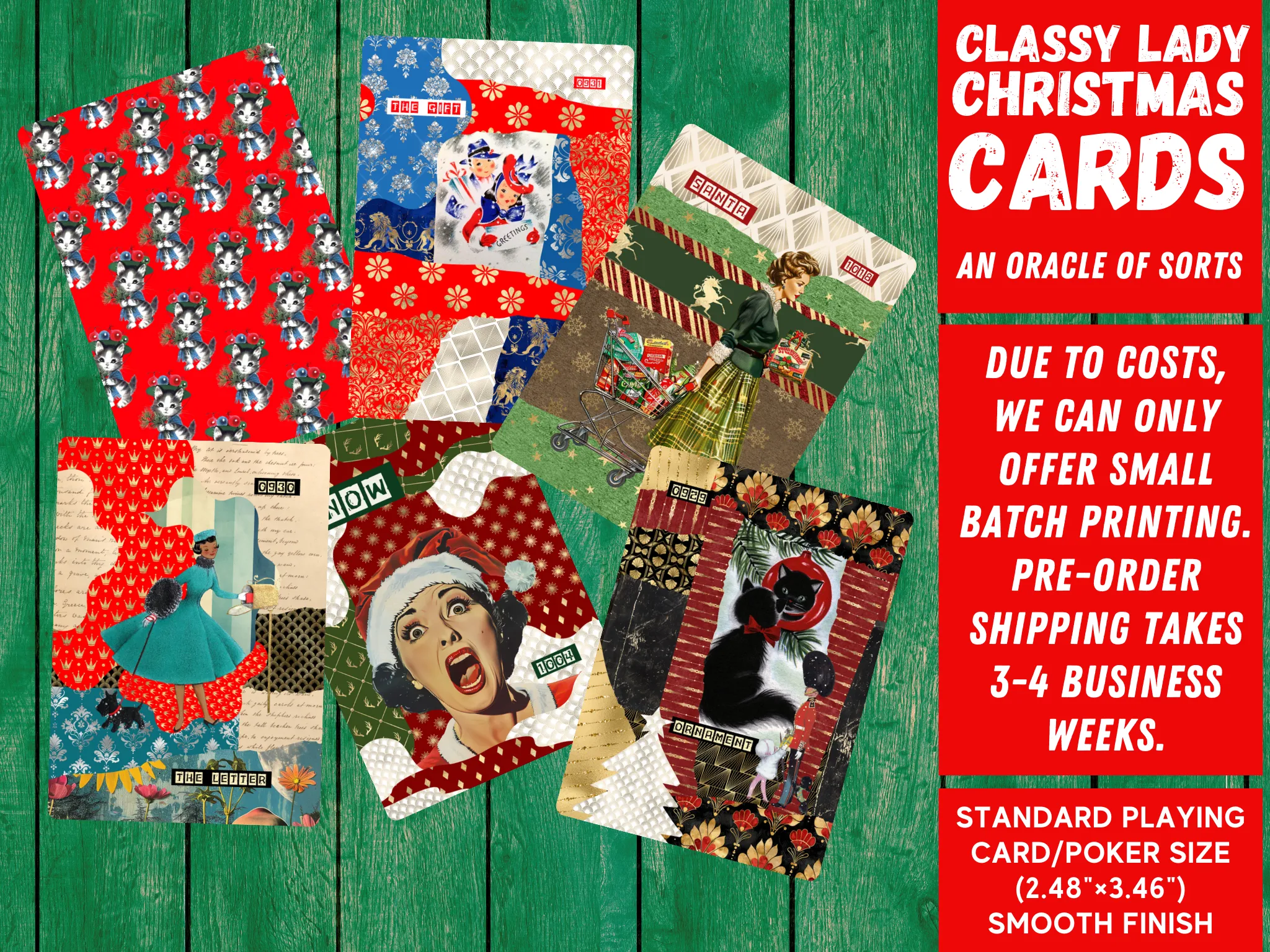 Classy Lady Christmas Holiday Oracle Cards Gift Set (Pre-order) Original Collage/Retro Design