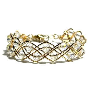 Clear AB Double Braid Wave Rondelle Crystals Bracelet