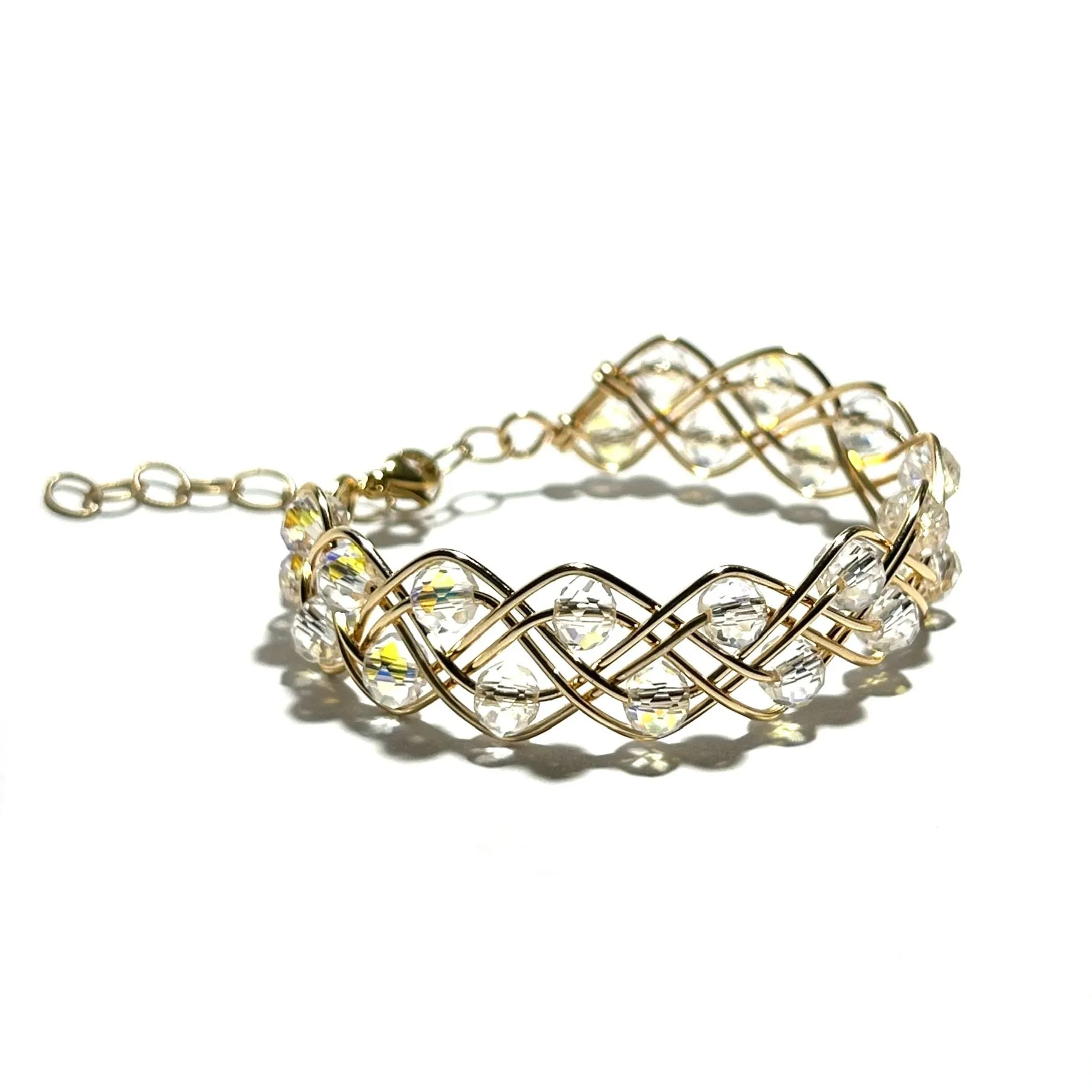 Clear AB Double Braid Wave Rondelle Crystals Bracelet