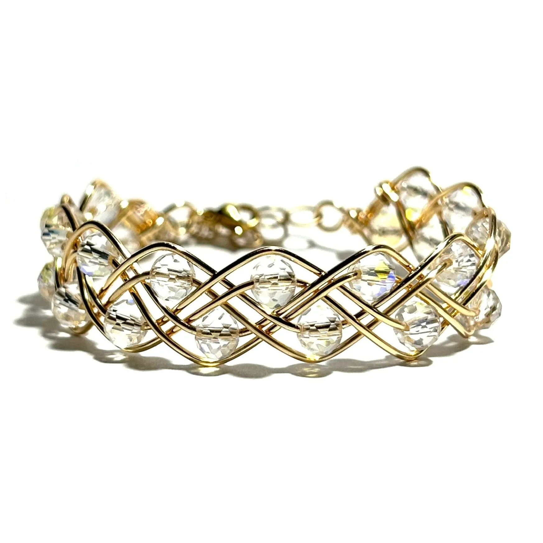 Clear AB Double Braid Wave Rondelle Crystals Bracelet