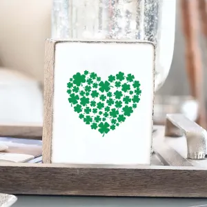 Clover Heart Decorative Wooden Block