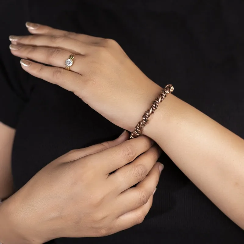 Copper Bracelet for Men and Women 99.9% Pure Copper Fashion Bangle 6.8" Adjustable Size Healthy Bracelet