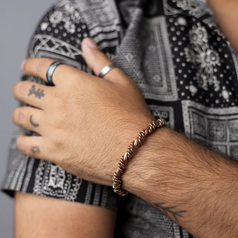 Copper Bracelet for Men and Women 99.9% Pure Copper Fashion Bangle 6.8" Adjustable Size Healthy Bracelet