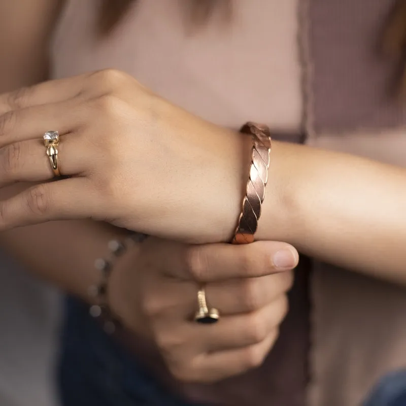 Copper Bracelet for Men and Women 99.9% Pure Copper Fashion Bangle 6.8" Adjustable Size Healthy Bracelet