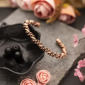 Copper Bracelet for Men and Women 99.9% Pure Copper Fashion Bangle 6.8" Adjustable Size Healthy Bracelet