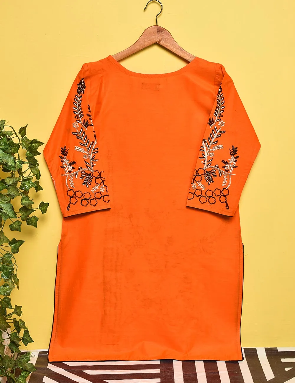 Cotton Embroidered Stitched Kurti - Anemone (TS-003B-Orange)