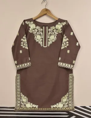 Cotton Embroidered Stitched Kurti - Cosmic Ray (T20-050B-Brown)