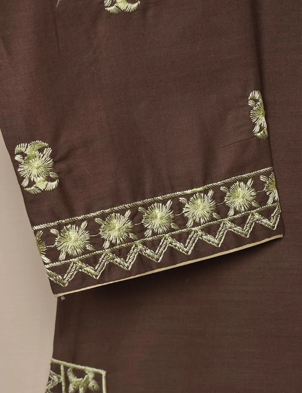 Cotton Embroidered Stitched Kurti - Cosmic Ray (T20-050B-Brown)