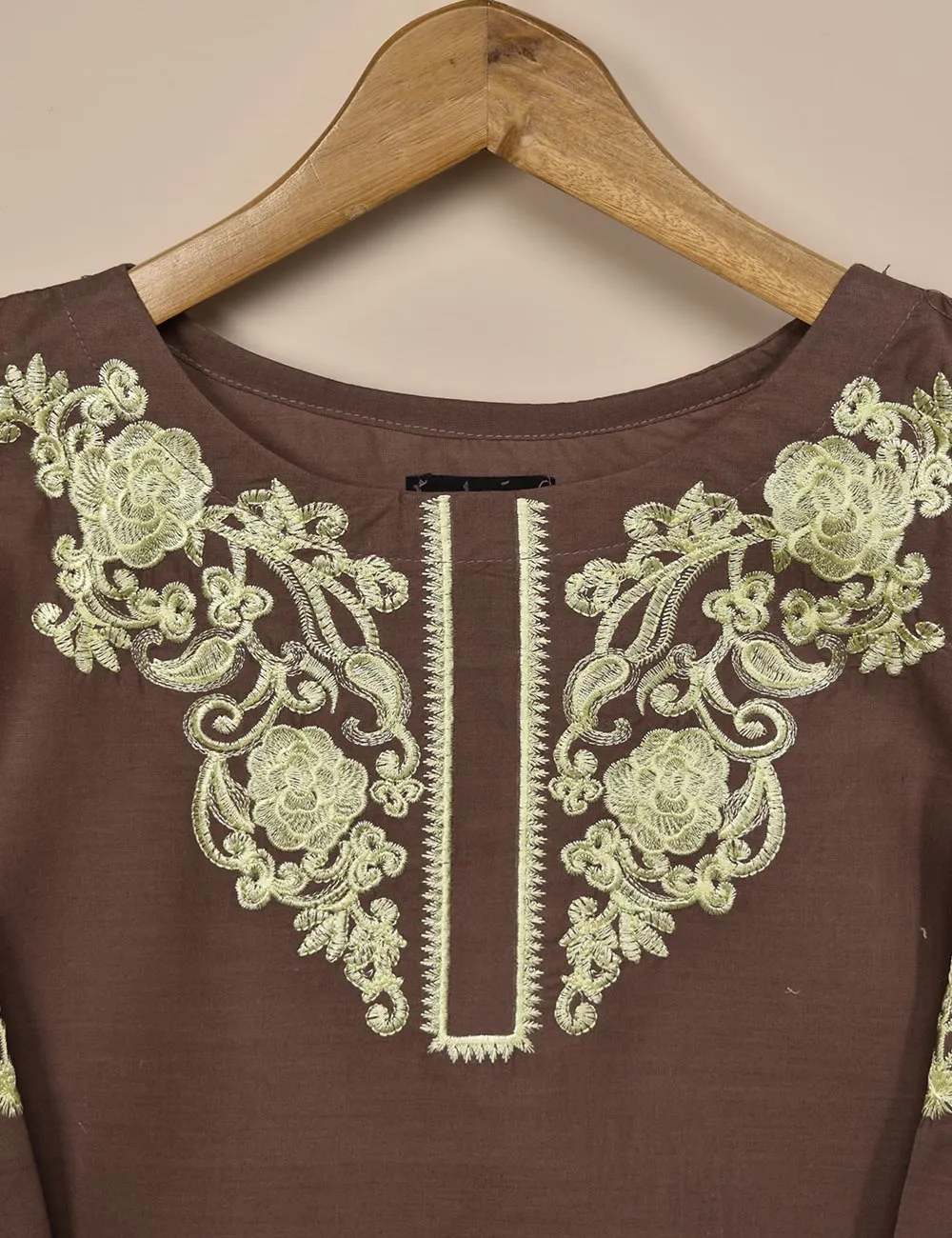 Cotton Embroidered Stitched Kurti - Cosmic Ray (T20-050B-Brown)