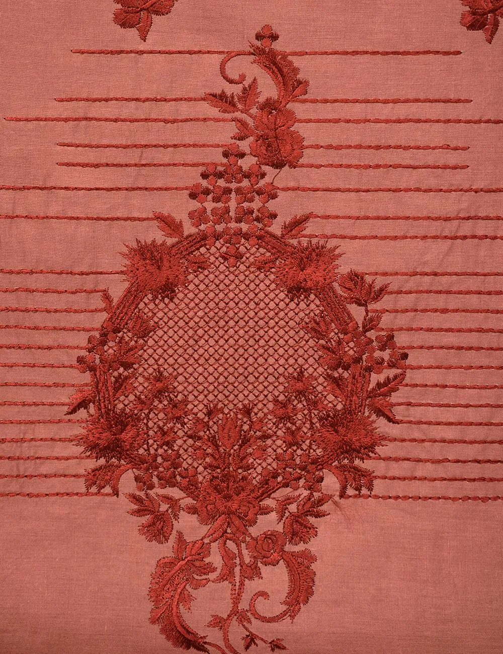 Cotton Embroidered Stitched Kurti - Elegant Hibiscus (T20-061A-Blush)
