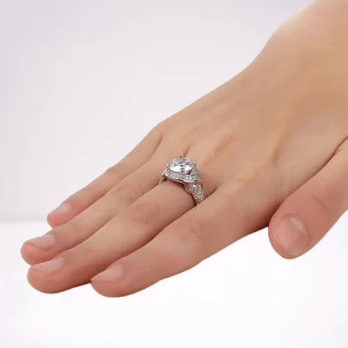 Created Diamond Vintage Style Art Deco Engagement Ring